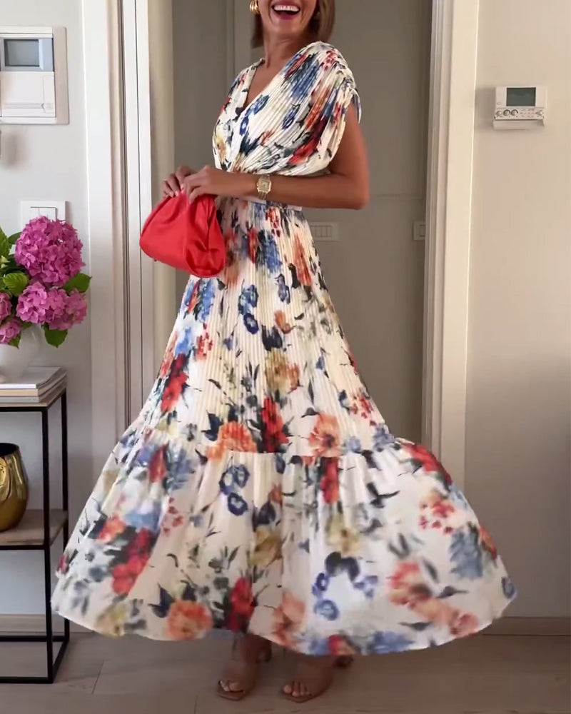 Carrie | Soft Floral V-Neck Maxi Dress