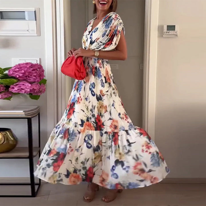 Carrie | Soft Floral V-Neck Maxi Dress