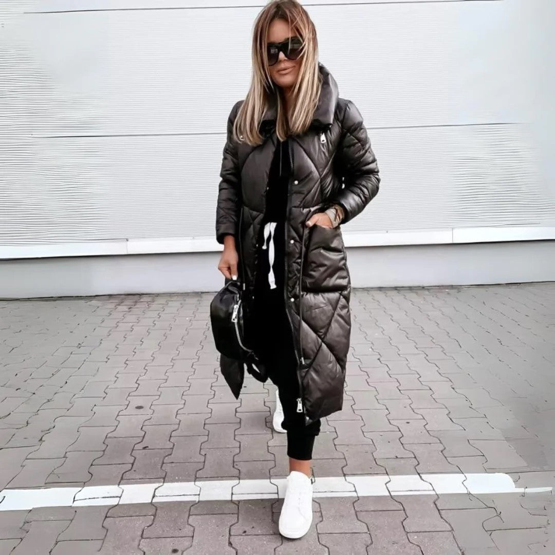 Victoria - Long Quilted Parka with Fleece Lining