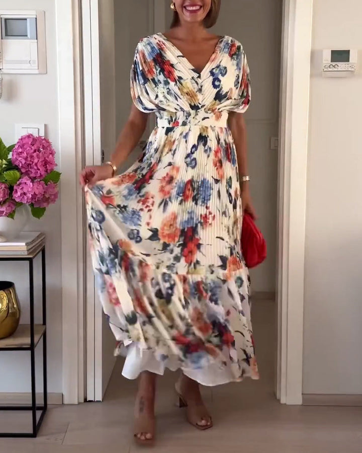 Carrie | Soft Floral V-Neck Maxi Dress