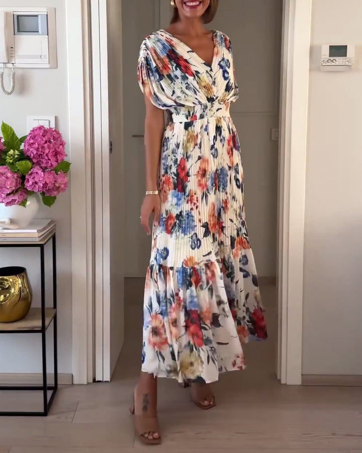 Carrie | Soft Floral V-Neck Maxi Dress