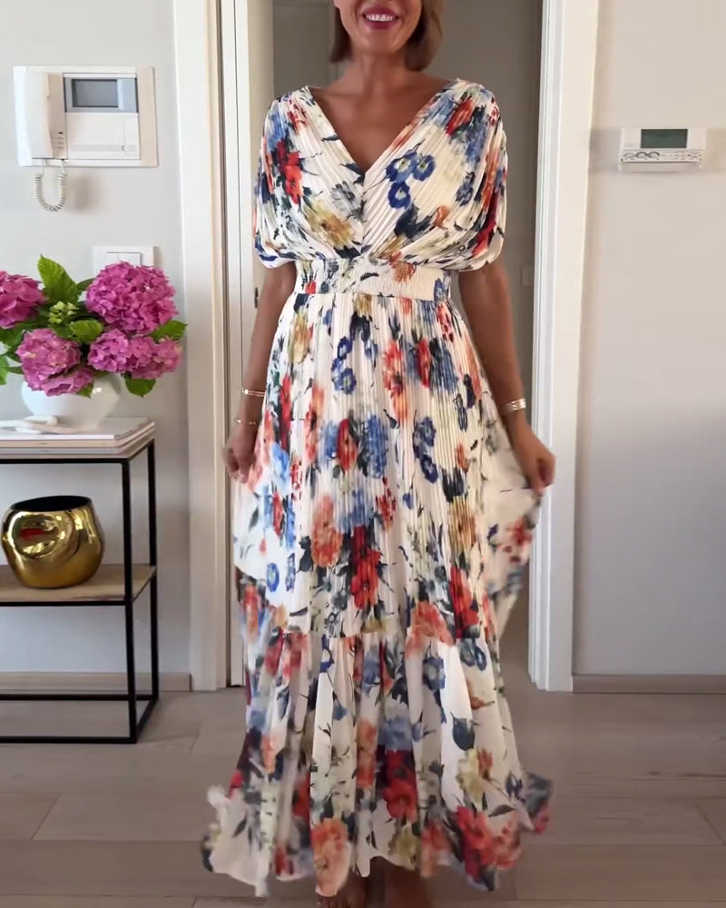 Carrie | Soft Floral V-Neck Maxi Dress
